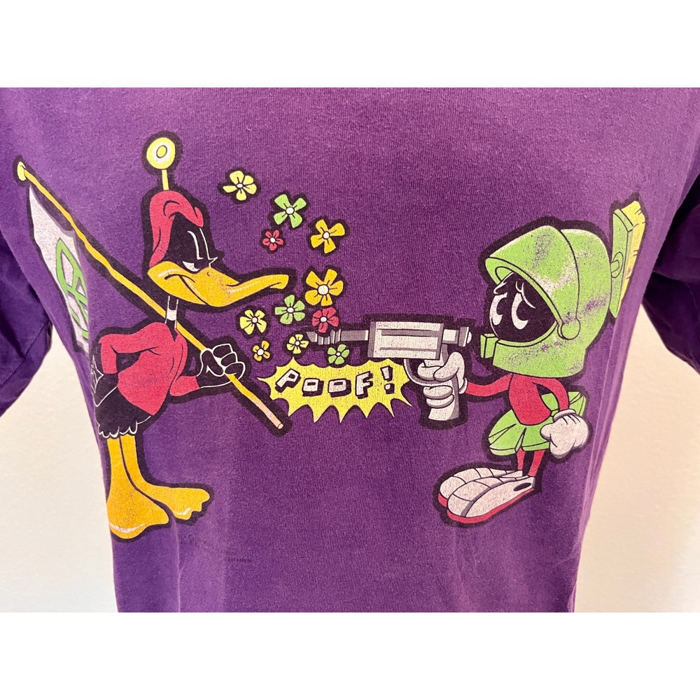 single stitch Signal Sports Looney Tunes Marvin Martian Daffy Duck V Neck USA L
